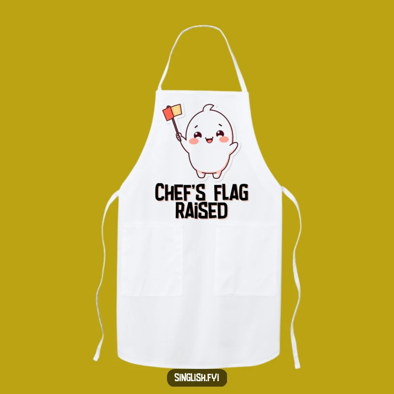 Funny Cheerful Waving Flag Character Apron: Cute for Kitchen Fun, Ideal Funny Gift