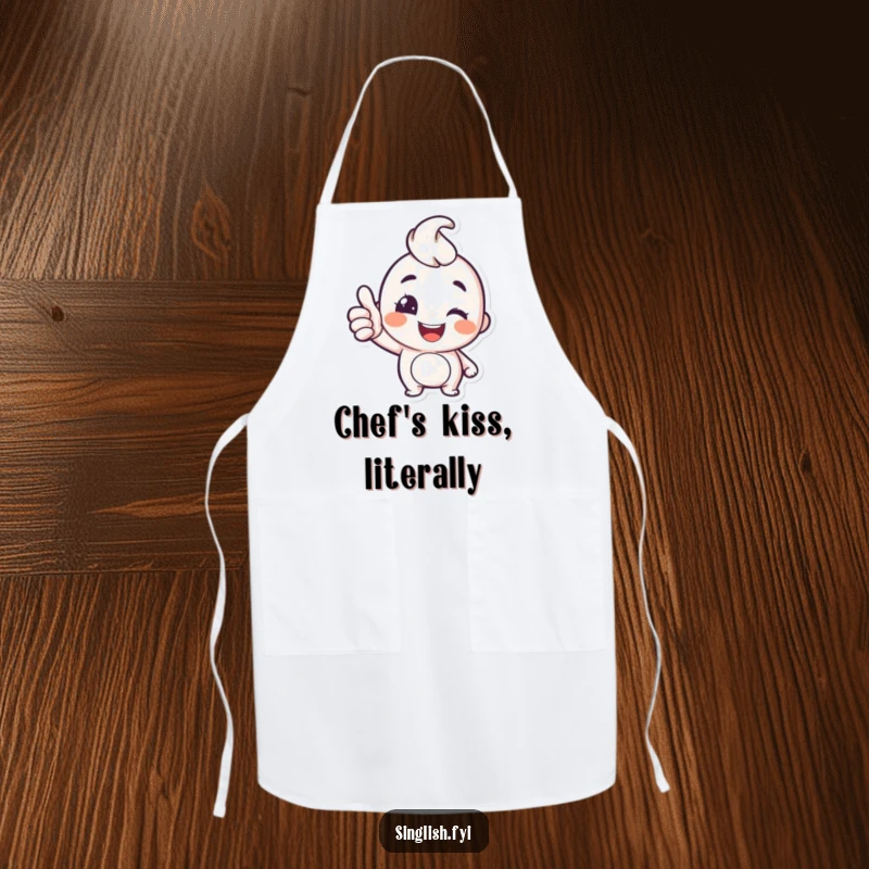 Funny Thumbs Up Apron: A happy character gives a thumbs up and a wink, making this a funny and functional apron for the kitchen.