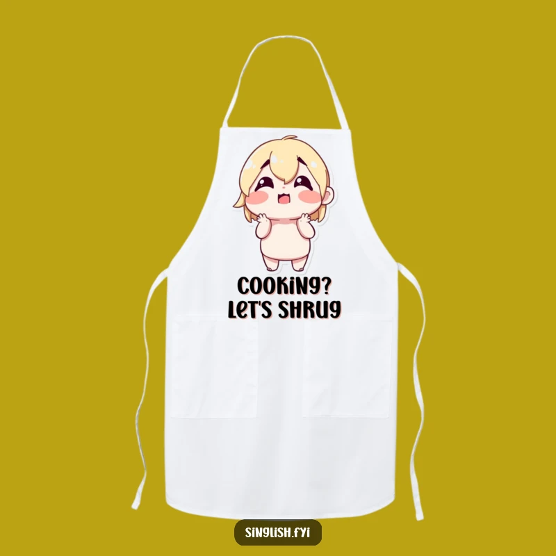 Funny Shrugging Character Apron - Confused Chef's Wear, Perfect Funny Gift!