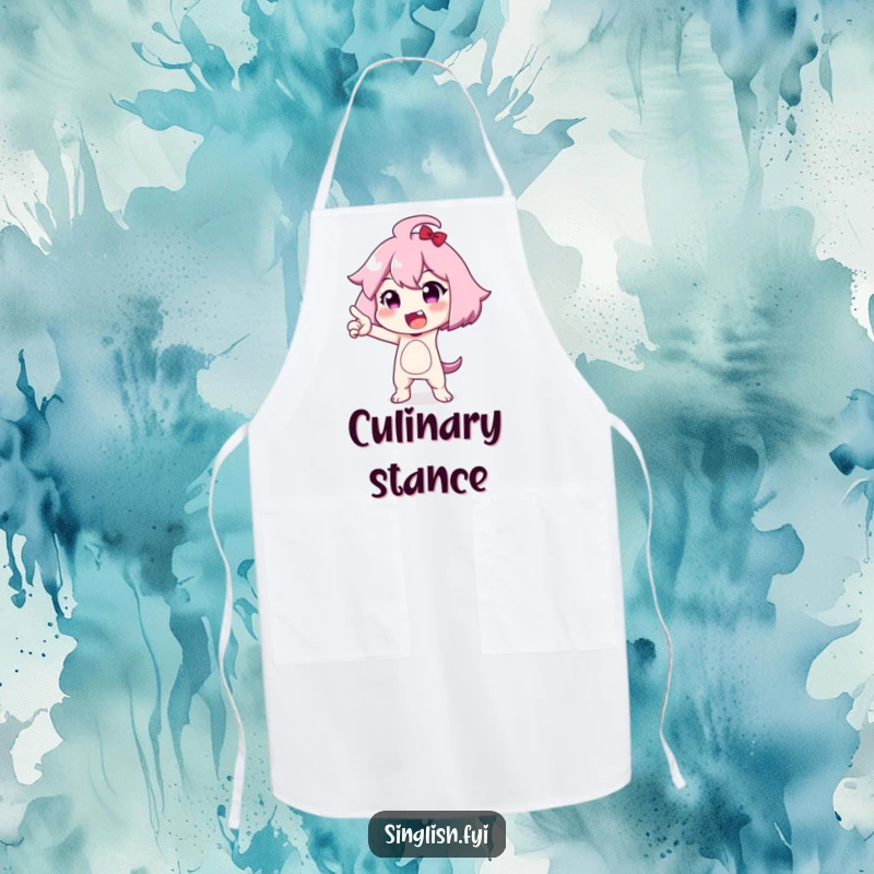 Funny apron with a character striking an exaggerated pose, ideal for cooking with theatrical flair and adding a humorous, dramatic touch.