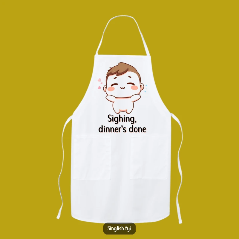 Funny Happy Sigh Apron - Relaxed Cook, Peace Promoting Kitchen Gift