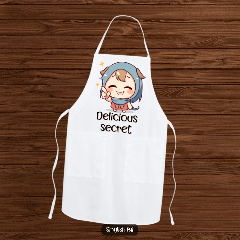 Funny Pointing Character Apron showing a grinning character pointing at something unseen, perfect for adding humor to cooking.