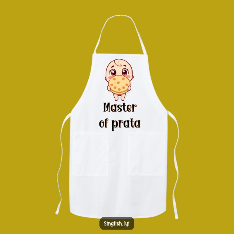 Funny Wide-Eyed Roti Prata Apron: Hilarious Kitchen Wear for Foodies