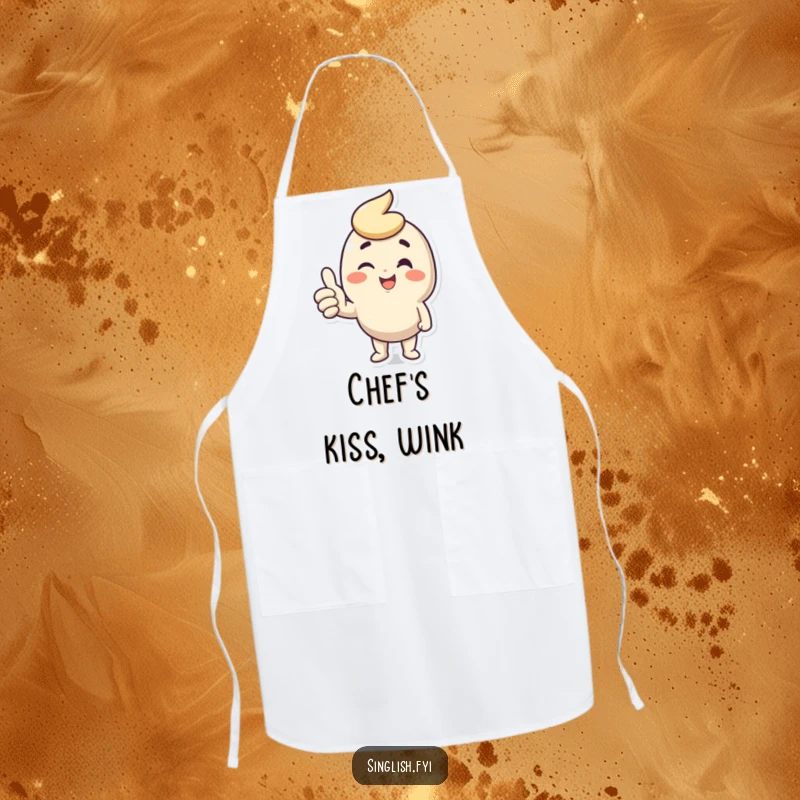 Funny Wink Thumbs Up Apron showing a character’s positive thumbs up and wink, perfect for adding humor and cheer to cooking.