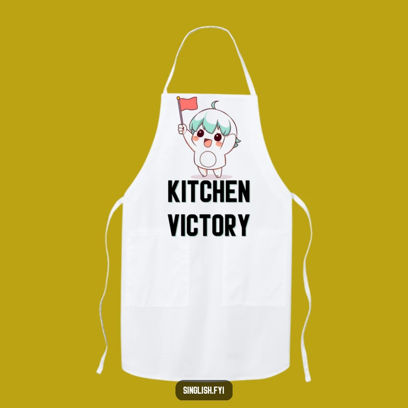 Funny Waving Flag Character Apron: Cook with Enthusiastic Flair