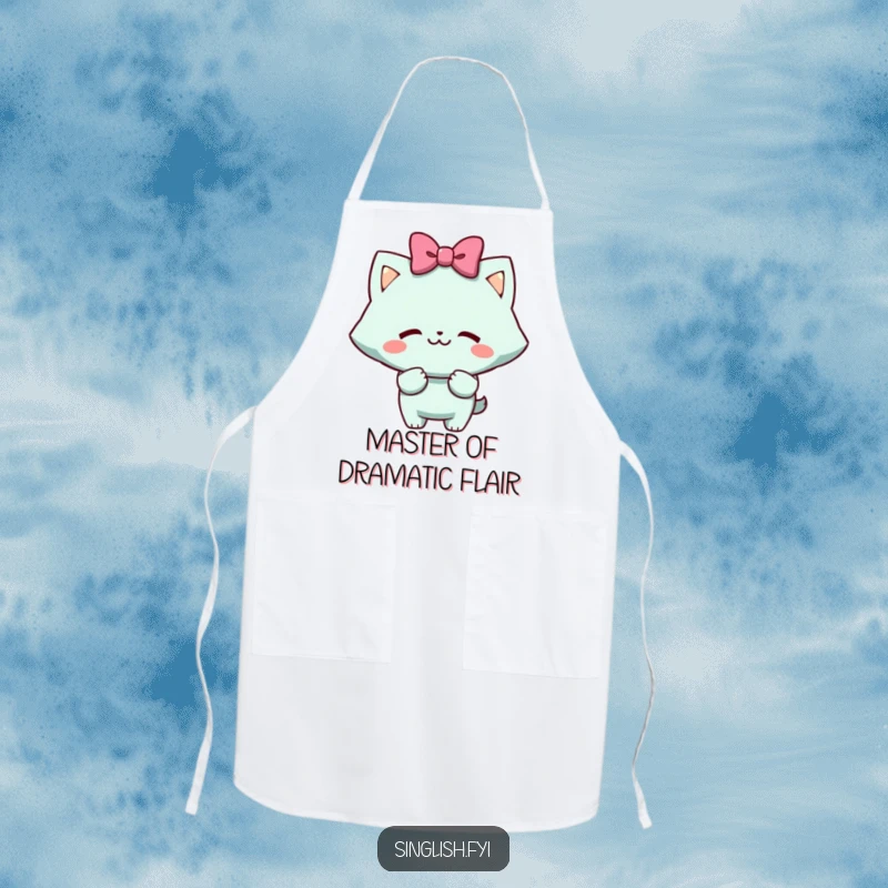 Funny Apron: Character with a cheeky grin doing a mock bow, perfect for a humorous cook or baker.