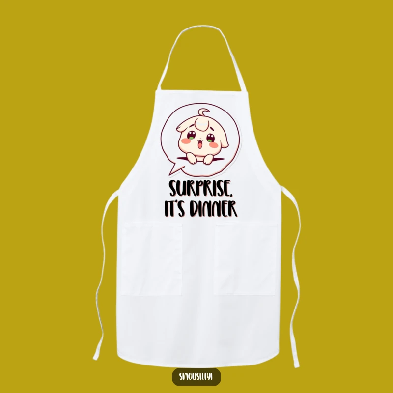 Funny Speech Bubble Apron: Surprised Chef Character - Humorous Kitchen Gift