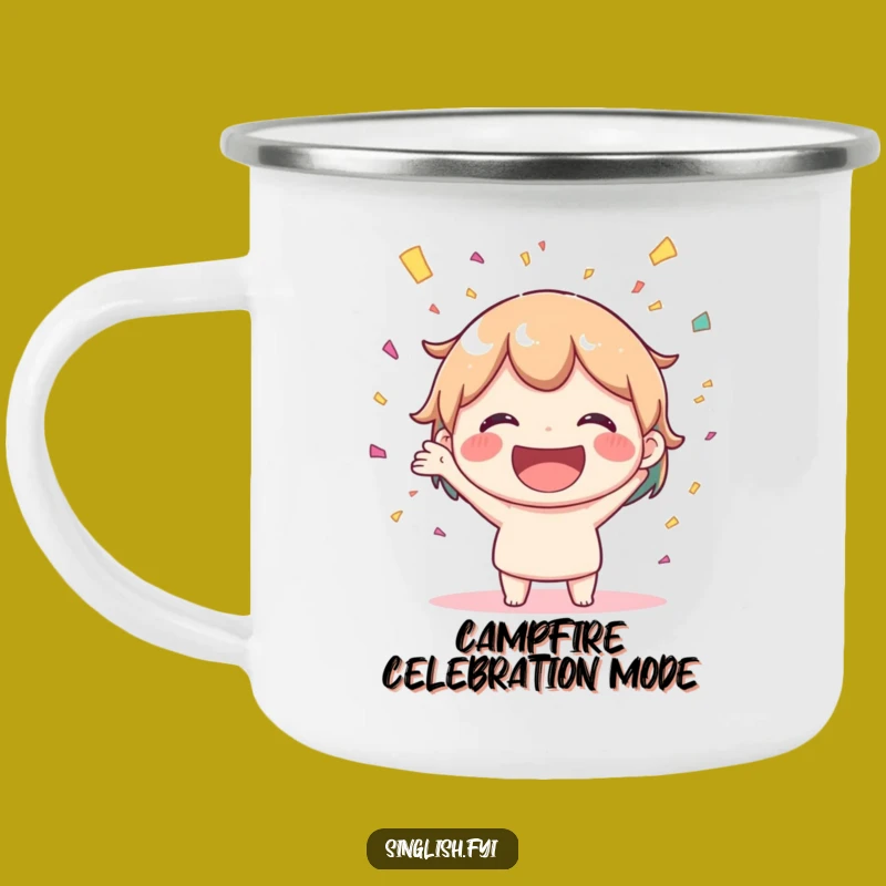 Funny Celebration Camp Mug, Joyful Confetti Outdoor Cup, Adventure Gift