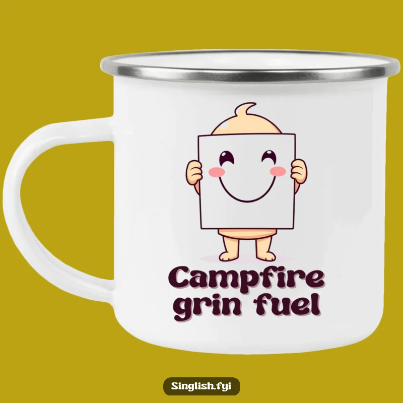 Funny Smiley Face Camping Mug: Durable & Cheerful for Outdoor Adventures Gift