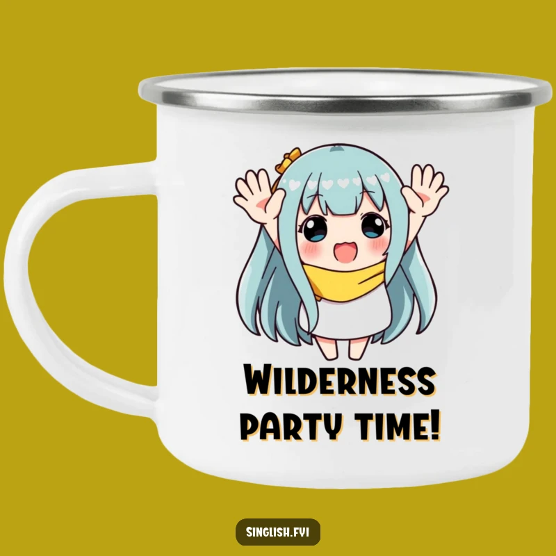 Durable Funny Waving Character Camping Mug - Celebrate Outdoors!