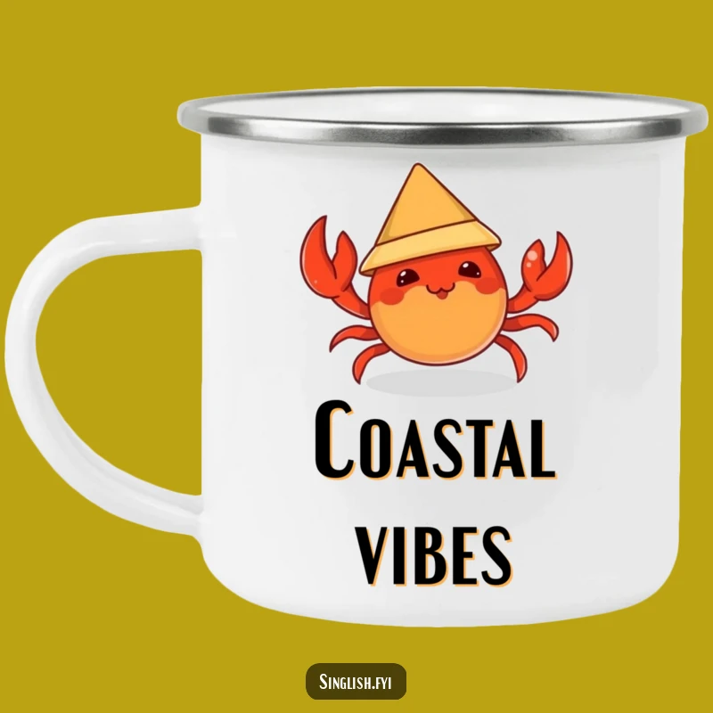 Funny Chili Crab Camping Mug - Hat Wearer Enamel Cup, Adventure Funny Gift