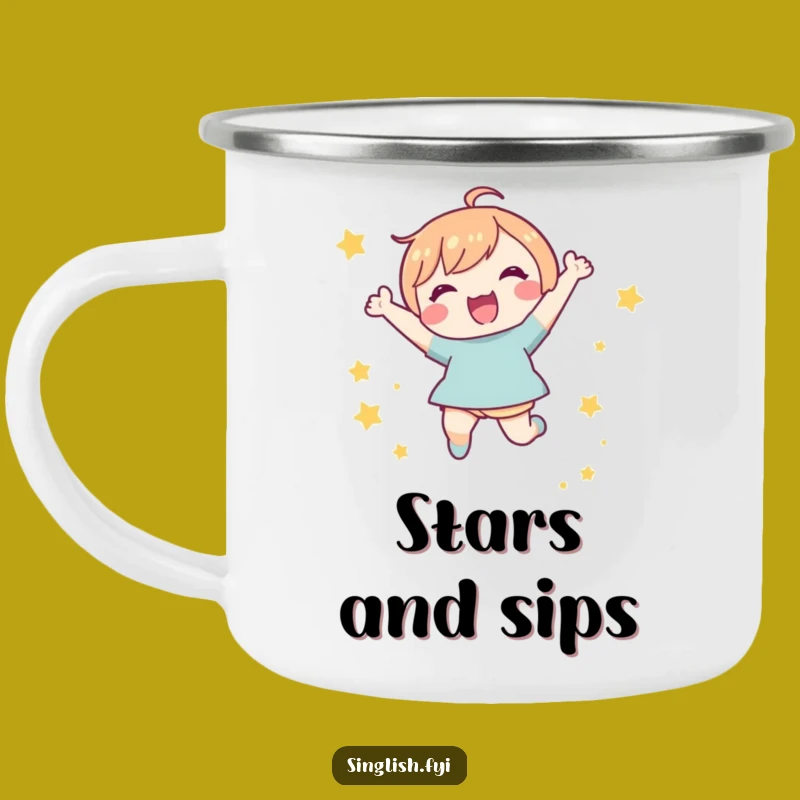 Funny Joyful Character Star Jump Camping Mug: Durable & Fun, Perfect Funny Gift