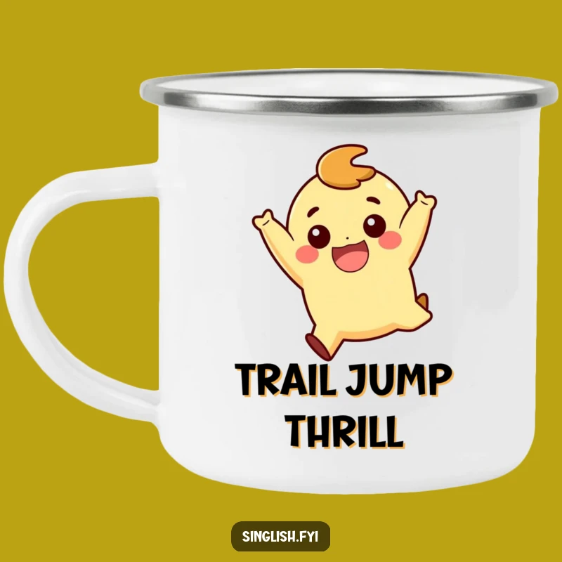 Funny Playful Jump Character Camping Mug: Enjoy Your Adventures with Joy