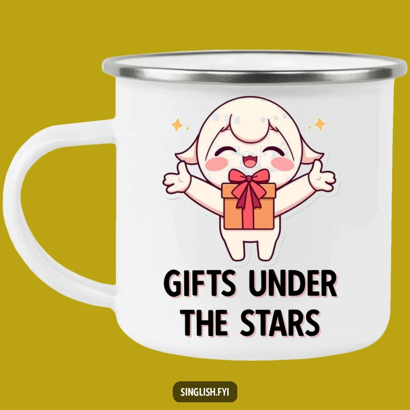 Funny Camping Mug: Excited Character Ready for Outdoor Adventures and Gifts