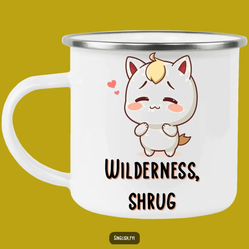 Funny Shrug Character Camping Mug: Happy Confusion on the Go!