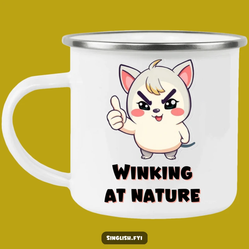 Funny Winking Thumbs Up Camping Mug: Outdoor Confidence Gift