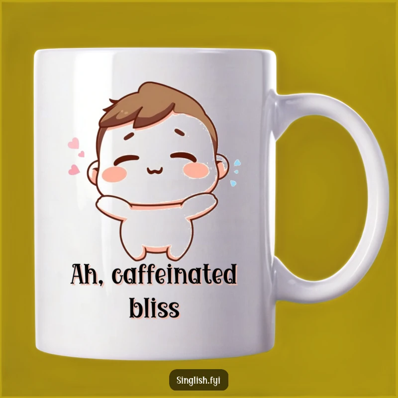 Funny Happy Sigh Mug - Relaxed Character Pose, Stress Relief Gift