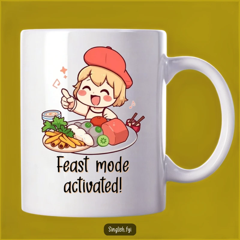Funny Foodie Character Mug - Excited Local Dish Hunter - Perfect Funny Gift for Food Lovers