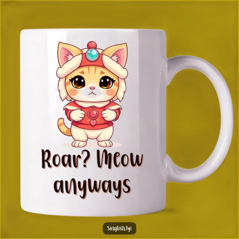 Funny Bewildered Cat Lion Dance Mug - Hilarious Pet Gift