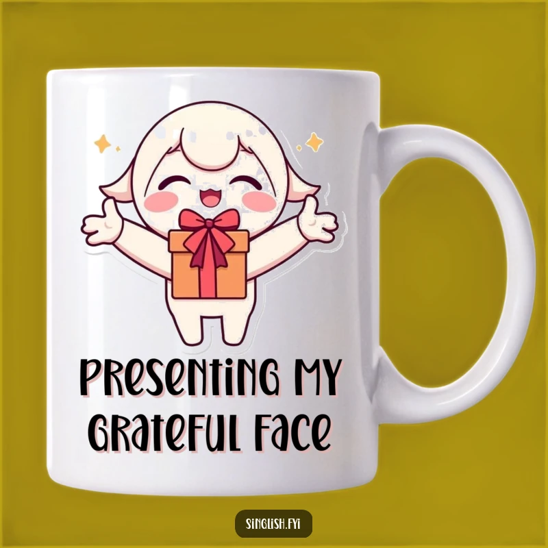 Funny Gift Alert: Excited Character Arms Outstretched Mug for Ultimate Gifting Joy