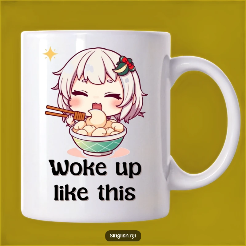 Funny Mee Goreng Wink Mug: Playful Character with Noodles, Perfect Humorous Gift