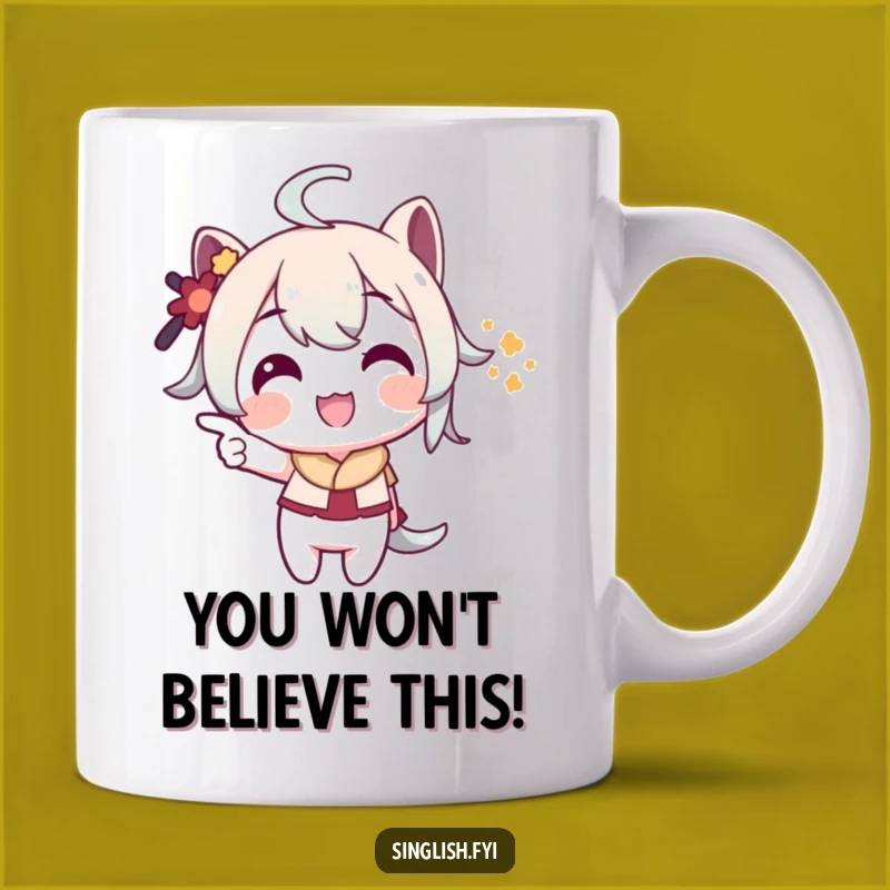 Funny Pointing Character Mug: Playful Grin Gift, Perfect Curious Coffee Cup!