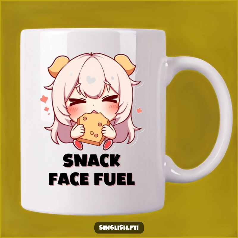 Funny Snack Face Character Mug: Hilarious Eating Moment, Perfect Funny Gift