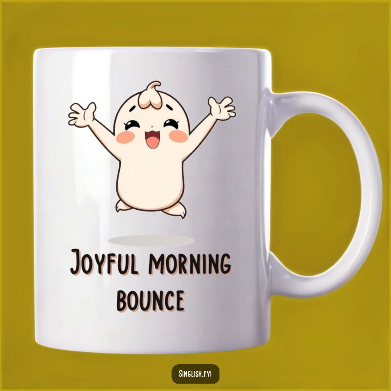 Funny Happy Hop Mug: Celebrate Joy with Arms Wide Open!