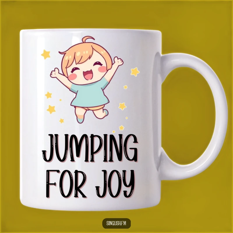 Funny Joyful Character Star Jump Mug: Cute & Energetic, Perfect Funny Gift