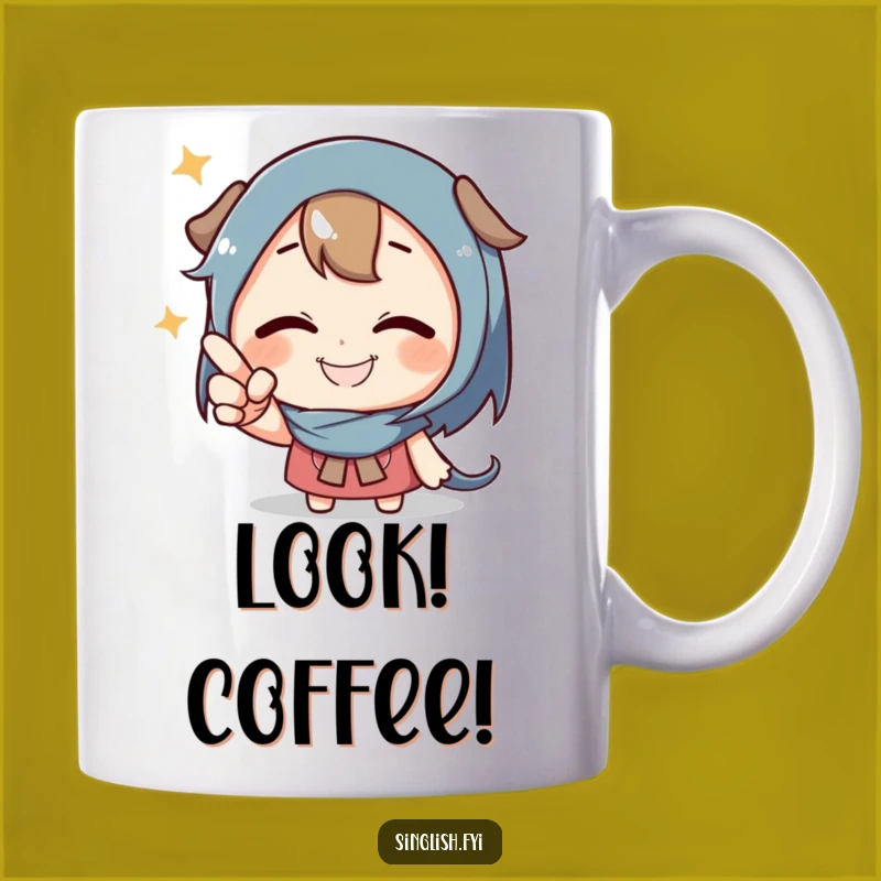 Funny Pointing Character Mug - Playful Mystery Object Gift