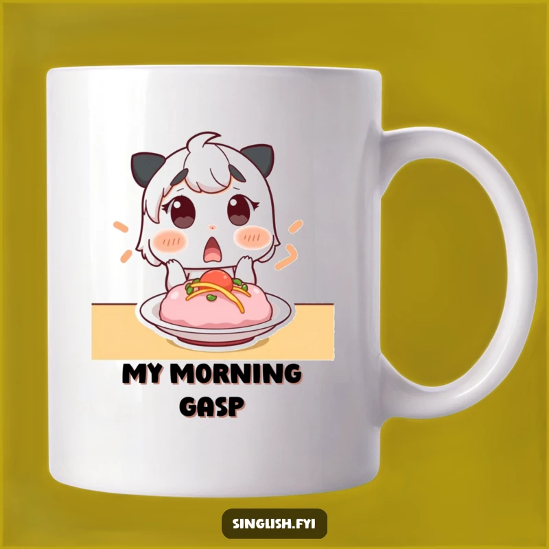 Funny Surprised Foodie Mug, Gasping Dish Lover Gift, Reaction Humor