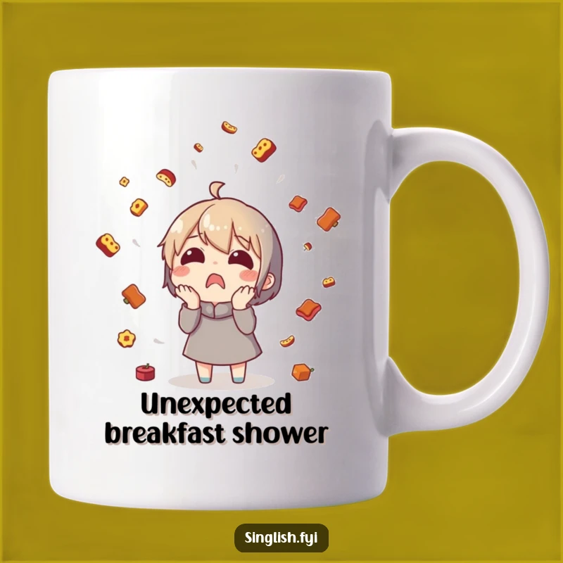 Funny Food Rain Character Mug - Surprised Eater Design - Perfect Funny Gift for Food Lovers