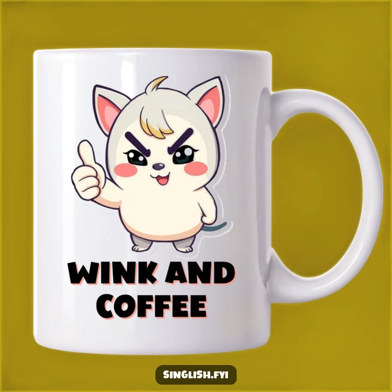 Funny Winking Thumbs Up Mug: Mischievous Character Gift