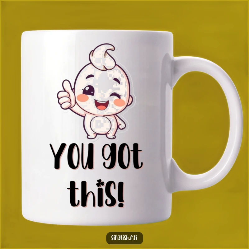 Funny Happy Character Mug: Thumbs Up Wink Gift, Perfect Cheerful Coffee Cup!
