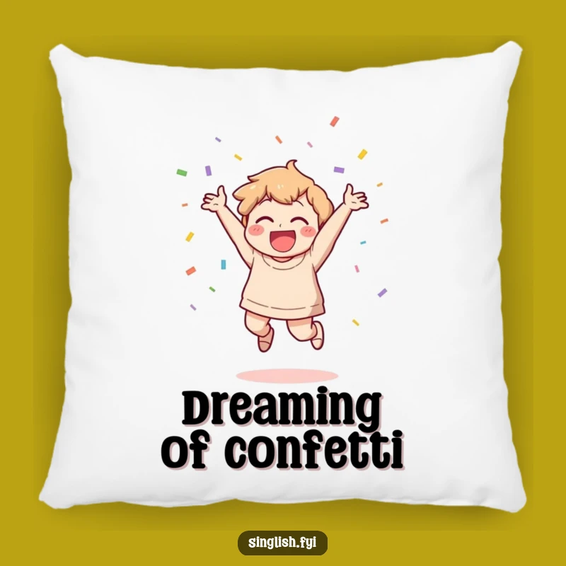 Cozy Funny Celebration Pillow: Joyful Character Confetti Cushion, Perfect Party Gift!