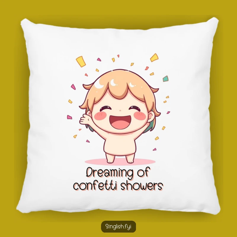 Funny Joyful Confetti Pillow, Big Smile Cozy Cushion, Cheerful Gift