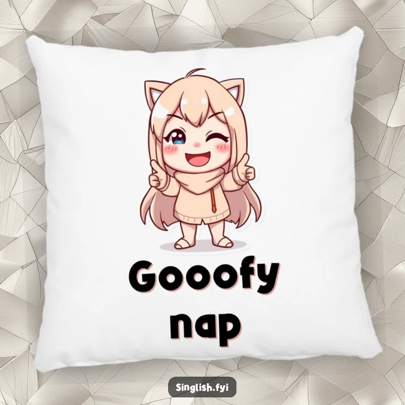 Funny Character Pose Pillow: A plush pillow featuring a character in a funny pose with a goofy, humorous smile, perfect for comfort.