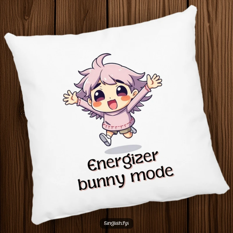 Funny character pillow depicting a comical character running with arms flailing, offering a humorous and cozy accent.