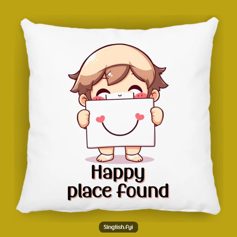 Funny Grinning Character Pillow: Cuddle Up with a Smiley Companion