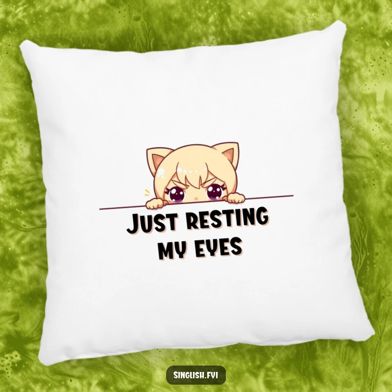 Funny pillow featuring a character peeking over the edge with a funny, mischievous look, perfect for adding humor to any seating.