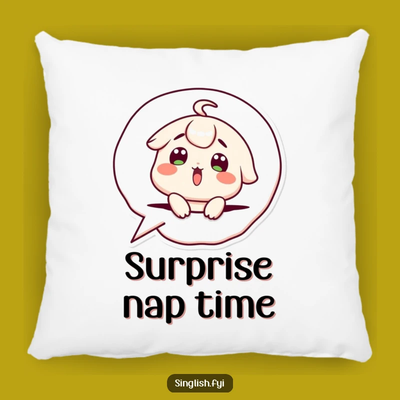 Funny Speech Bubble Pillow: Surprised Character Accent - Humorous Decor Gift