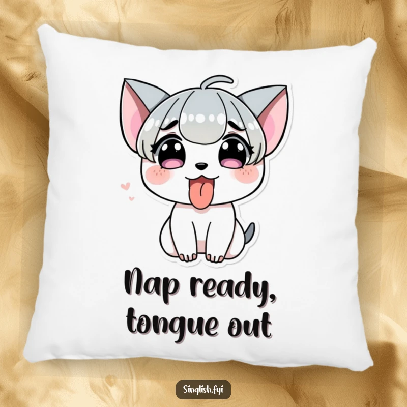 Funny Tongue Out Pillow: A character playfully sticking its tongue out, providing cozy comfort and cheeky humor.