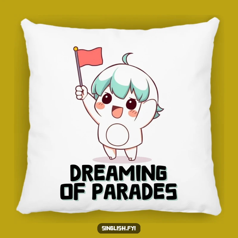 Funny Waving Flag Character Pillow: Snuggle Up with Celebration