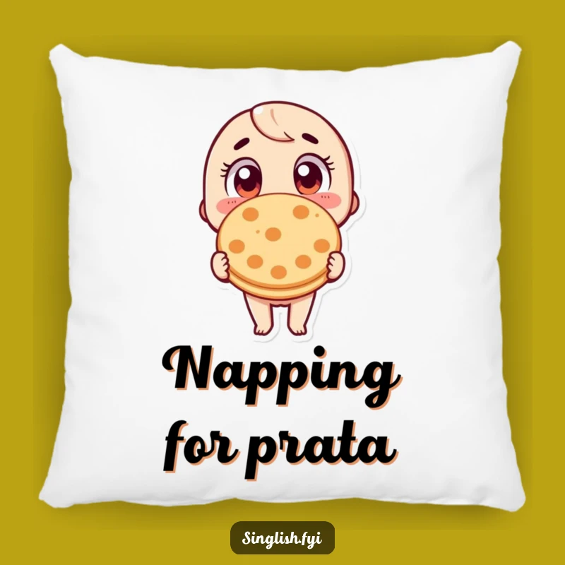 Funny Wide-Eyed Roti Prata Pillow: Comfy and Hilarious Foodie Decor
