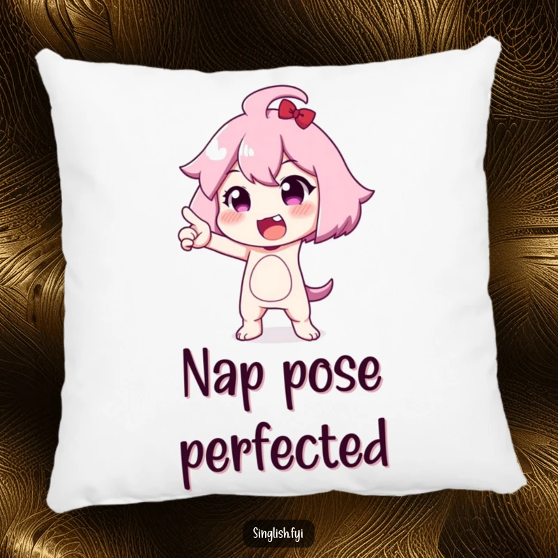 Funny pillow featuring a character striking an exaggerated pose, offering plush comfort and a humorous, dramatic, and stylish ambiance.