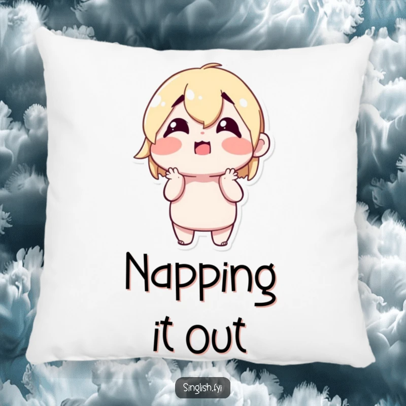 Funny Shrugging Character Pillow with a cute character shrugging with a confused but happy expression, offering comfy and humorous decor.