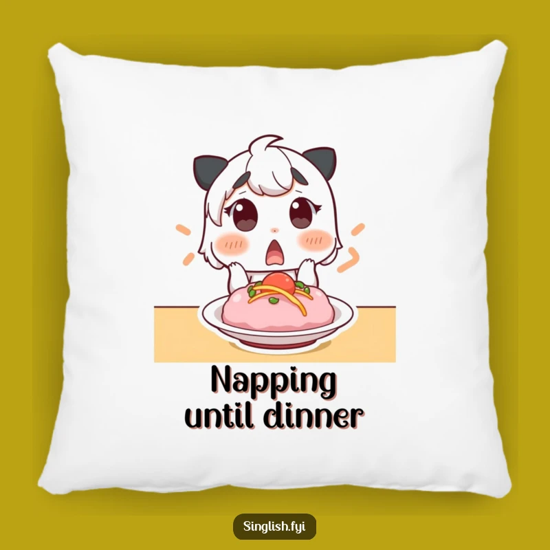 Funny Surprised Foodie Pillow, Gasping Dish Accent Cushion, Cozy Gift