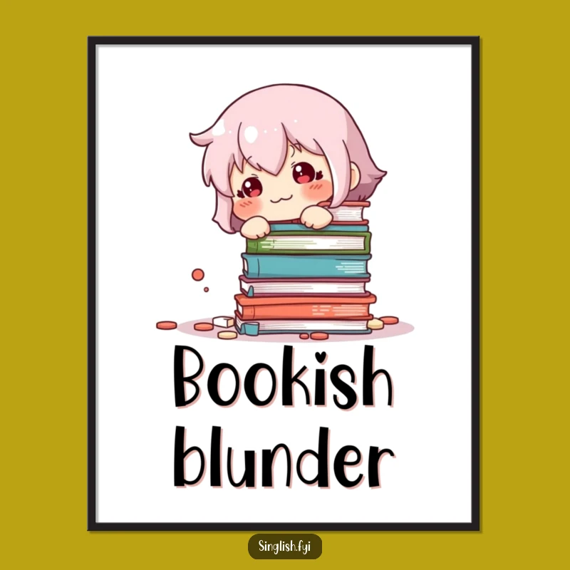 Funny Sheepish Book Knockover Digital Art: Oops! Instant Humor Print, Perfect Funny Gift