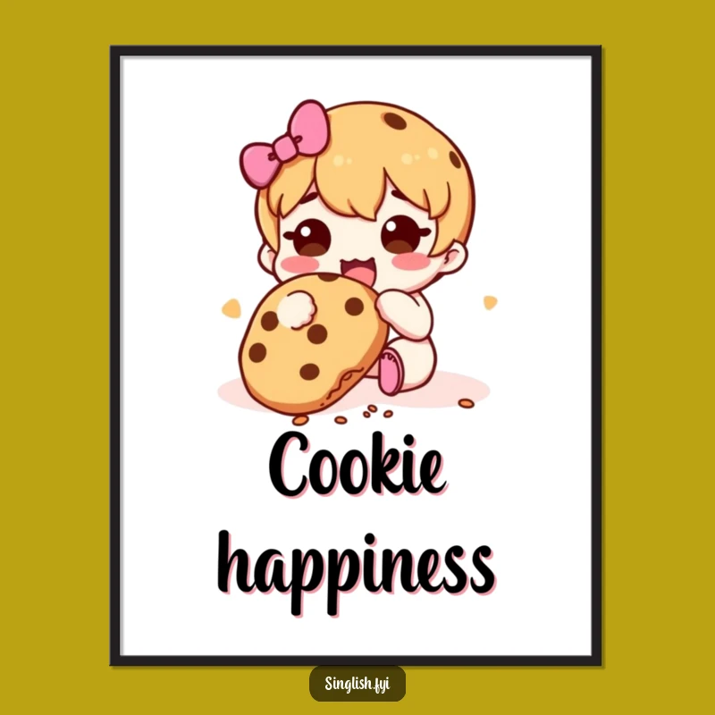 Funny Happy Cookie Muncher Digital Art: Instant Treat Print, Perfect Funny Gift