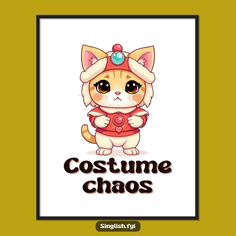 Funny Bewildered Cat Lion Dance Digital Art - Instant Pet Humor Decor